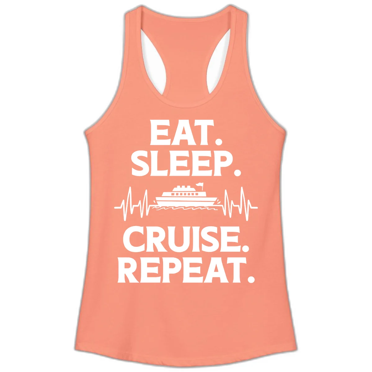 Eat Sleep Cruise Repeat Ladies Tank Top in Solid Light Orange