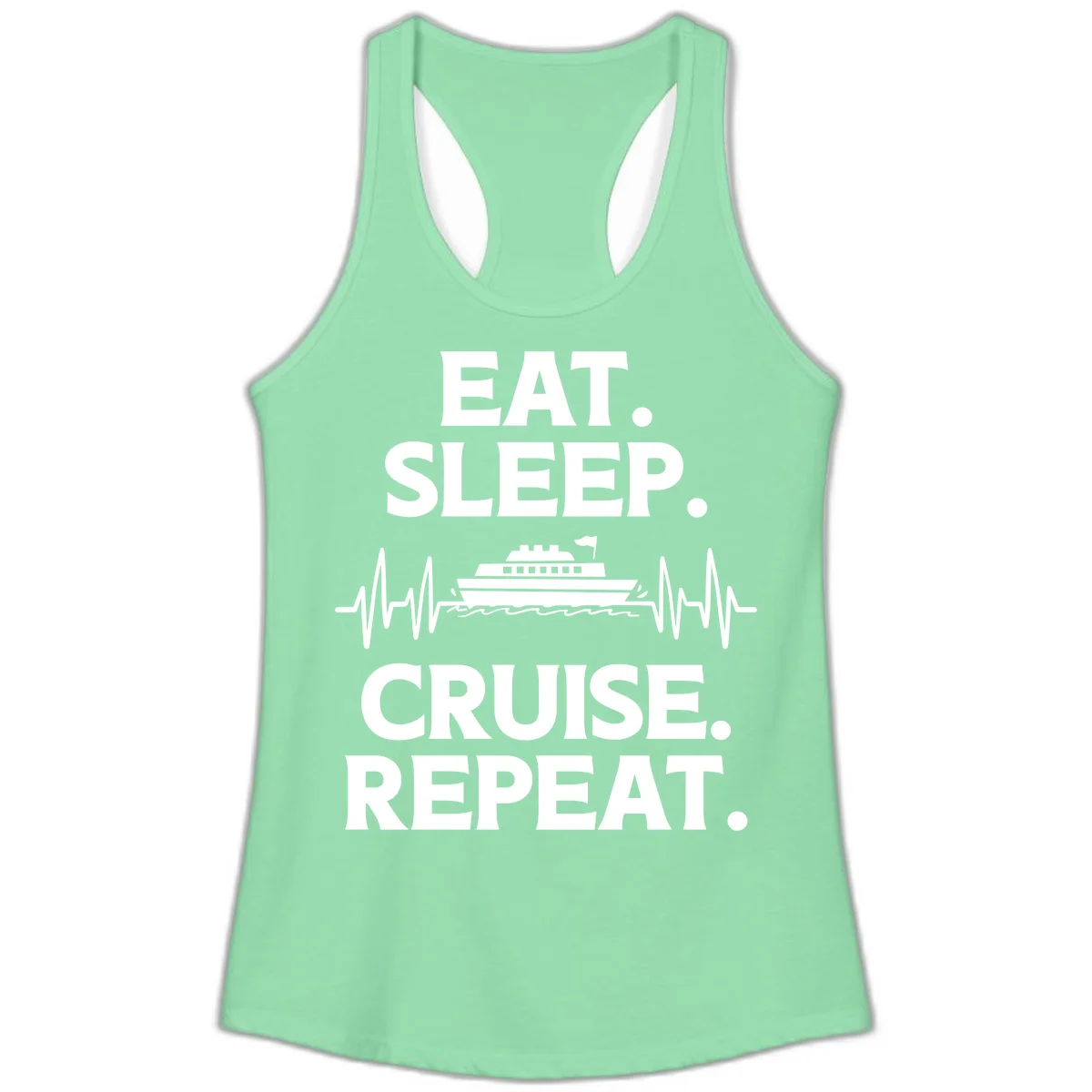 Eat Sleep Cruise Repeat Ladies Tank Top in Solid Mint