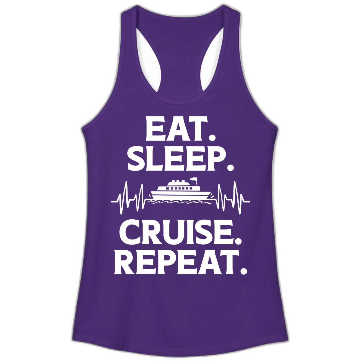 Eat Sleep Cruise Repeat Ladies Tank Top in Solid Purple Rush