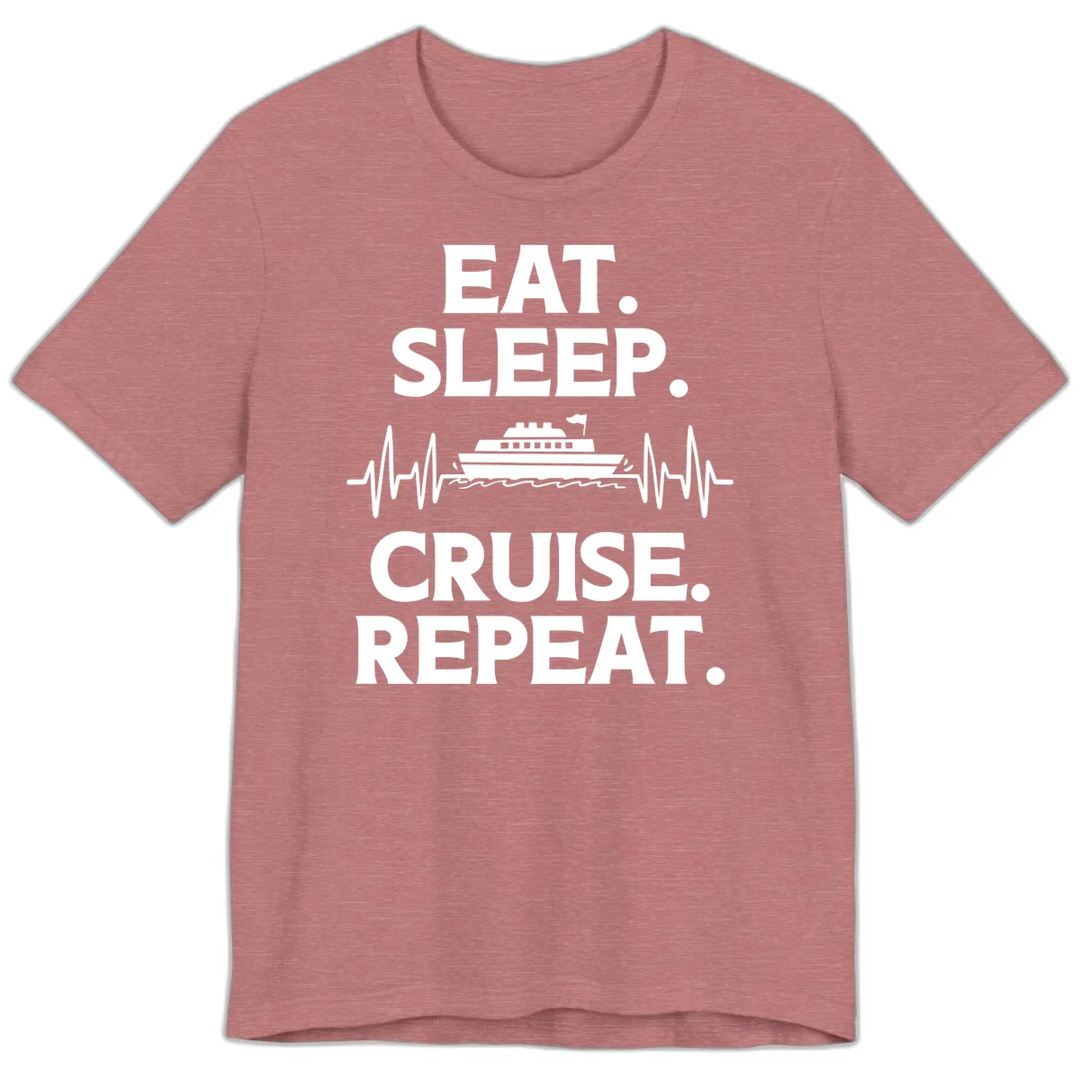 Eat Sleep Cruise Repeat Premium T-Shirt in Heather Mauve
