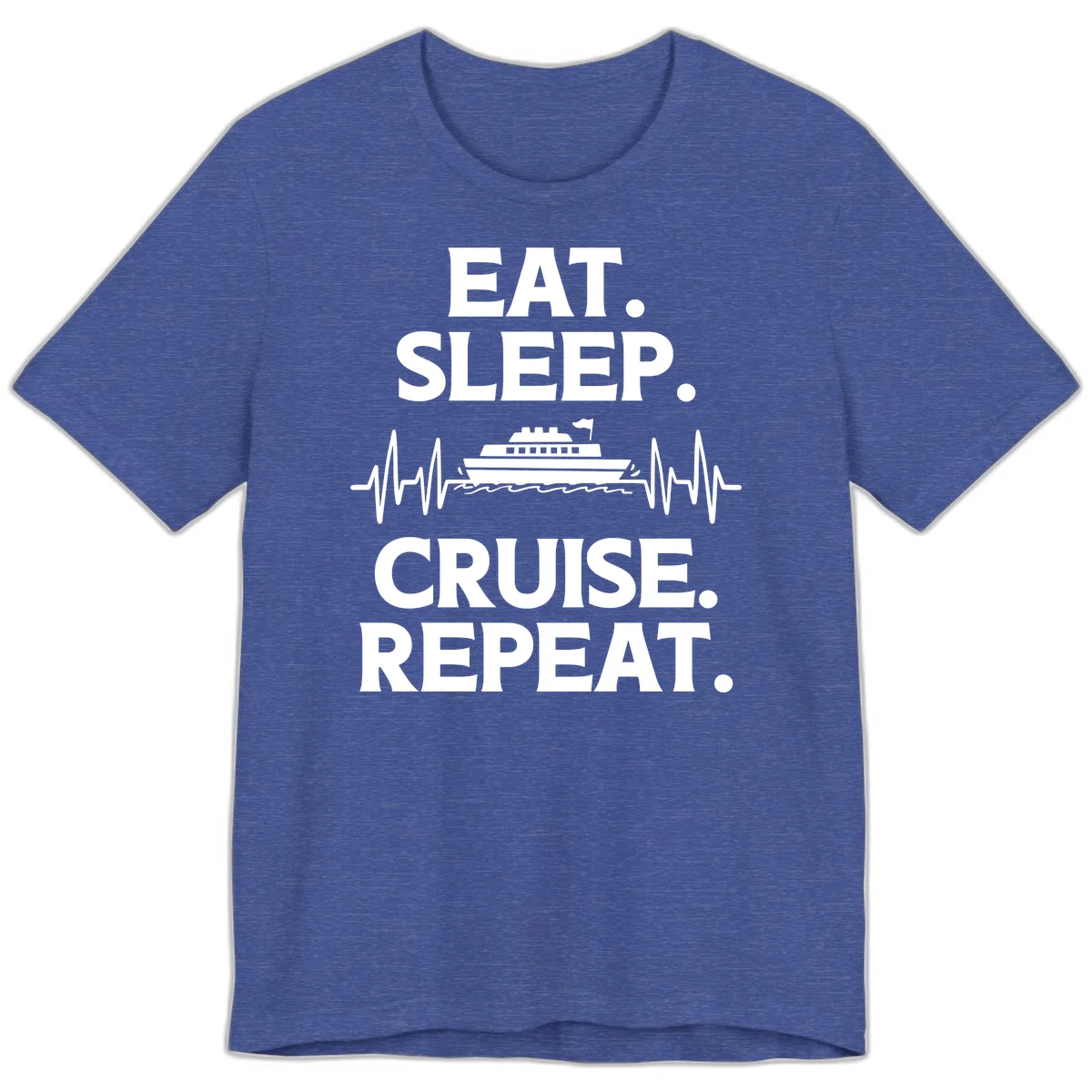 Eat Sleep Cruise Repeat Premium T-Shirt in Heather True Royal