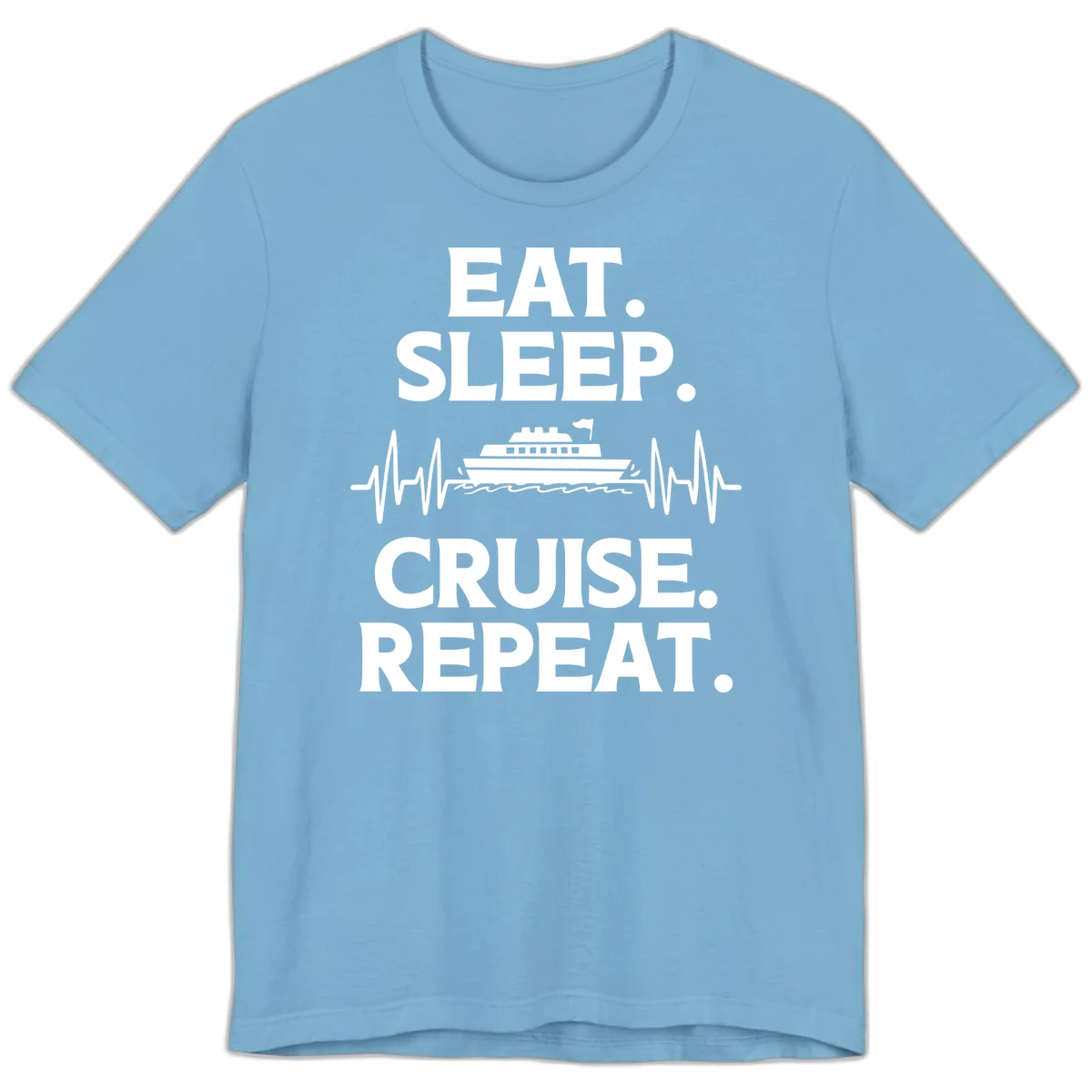 Eat Sleep Cruise Repeat Premium T-Shirt in Ocean Blue