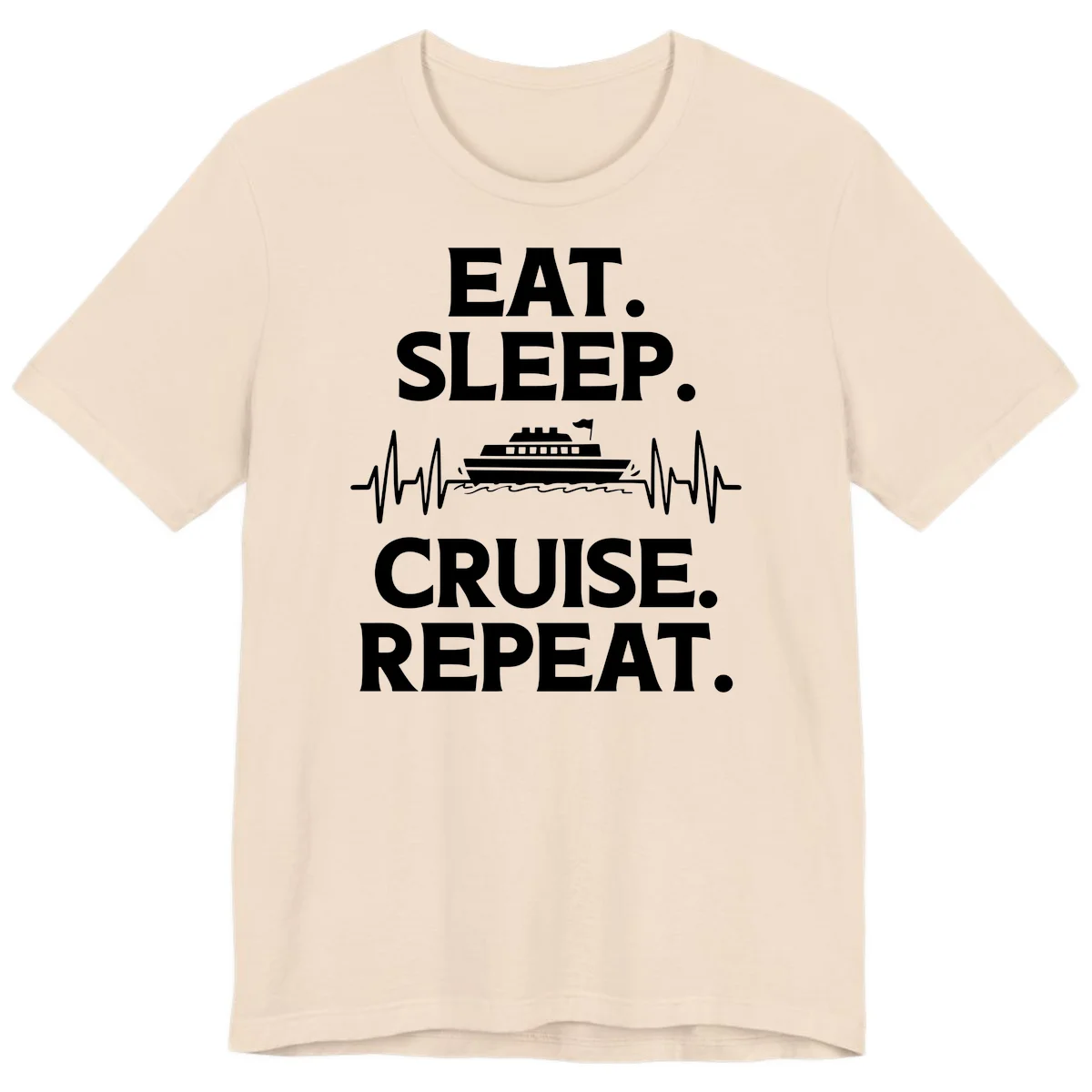 Eat Sleep Cruise Repeat Premium T-Shirt in Soft Cream