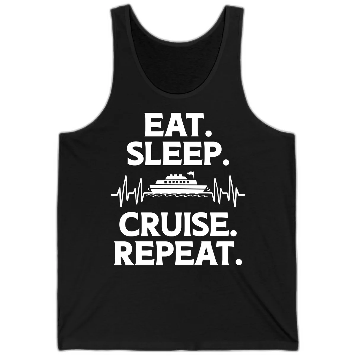 Eat Sleep Cruise Repeat Tank Top in Black