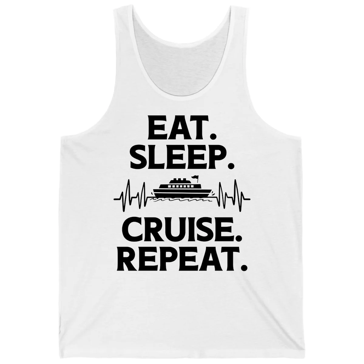 Eat Sleep Cruise Repeat Tank Top in White