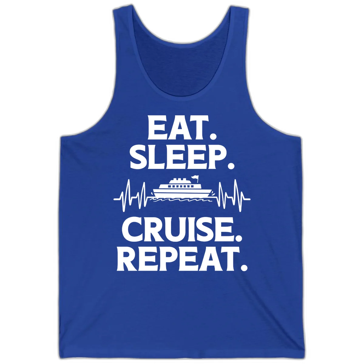 Eat Sleep Cruise Repeat Tank Top in True Royal