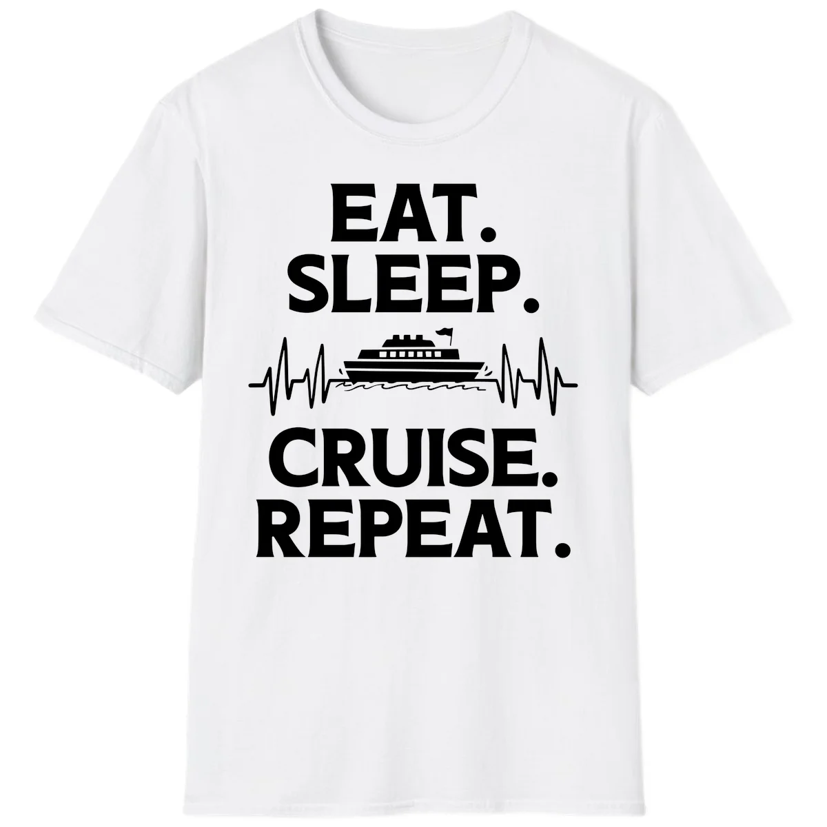 Eat Sleep Cruise Repeat T-Shirt in White