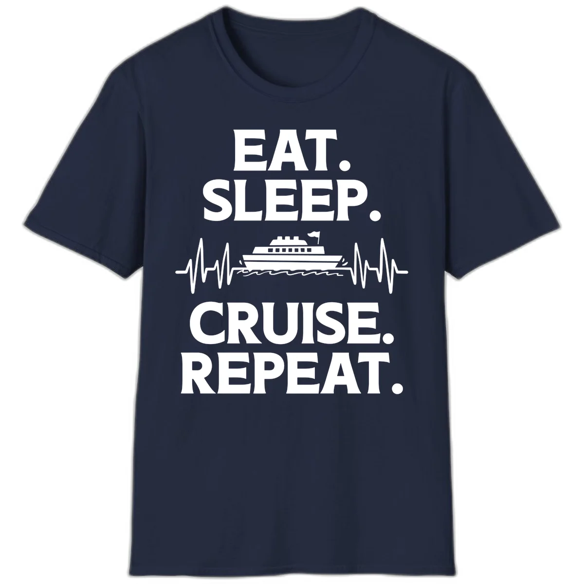 Eat Sleep Cruise Repeat T-Shirt in Navy