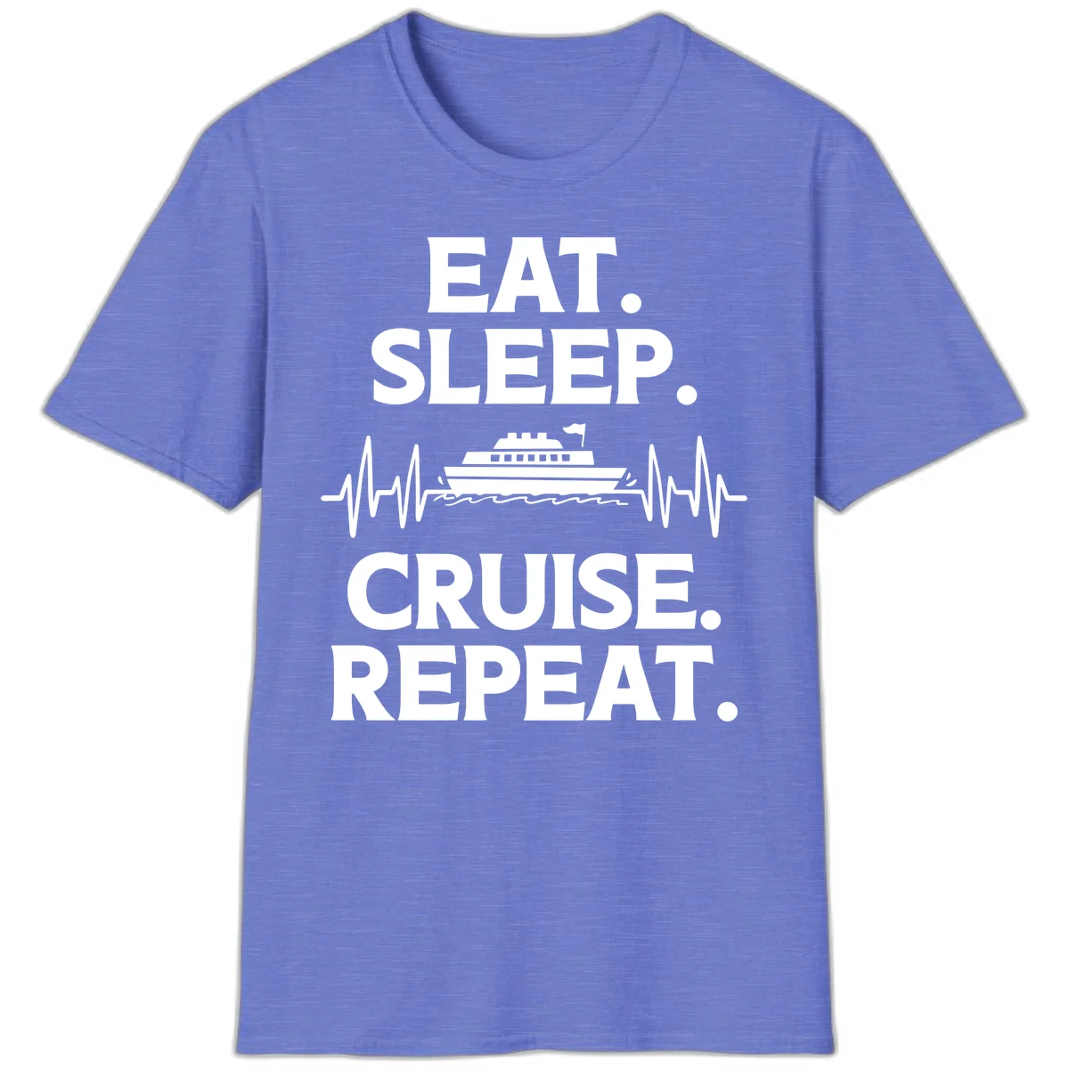 Eat Sleep Cruise Repeat T-Shirt in Heather Royal