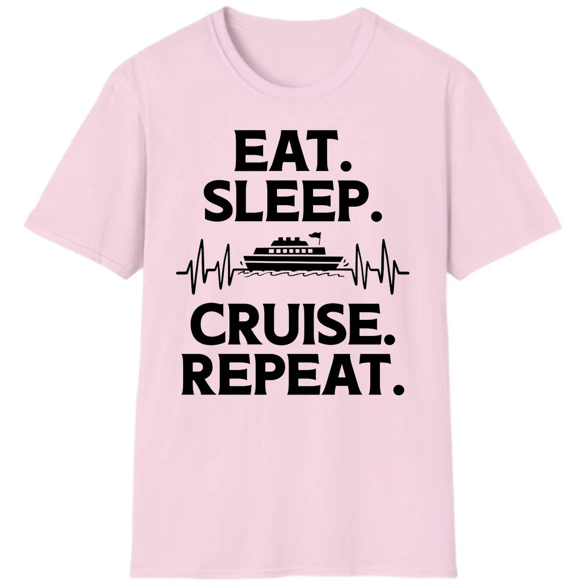 Eat Sleep Cruise Repeat T-Shirt in Light Pink