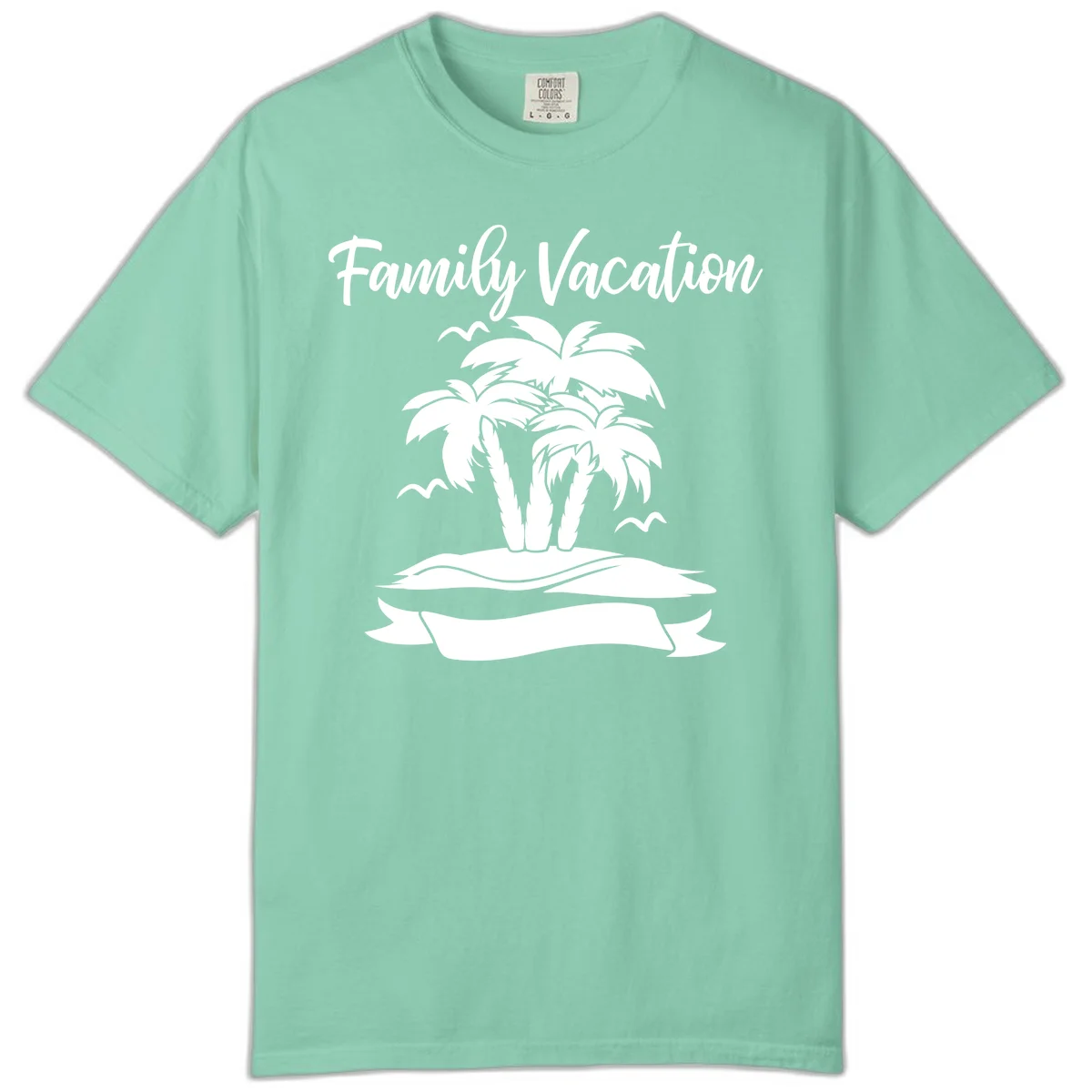 Family Vacation Palm Tree Island Comfort Color in Island Reef