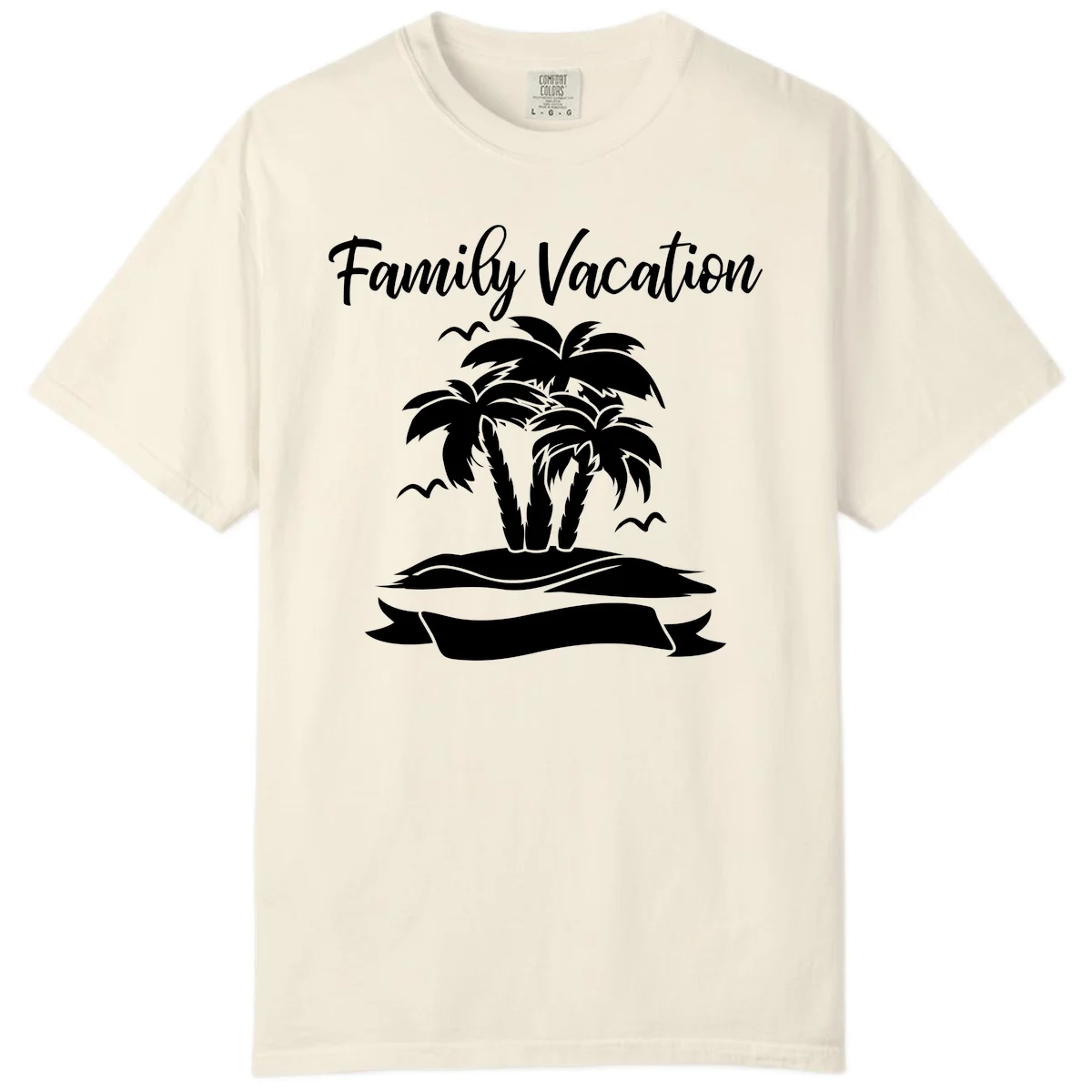 Family Vacation Palm Tree Island Comfort Color in Ivory