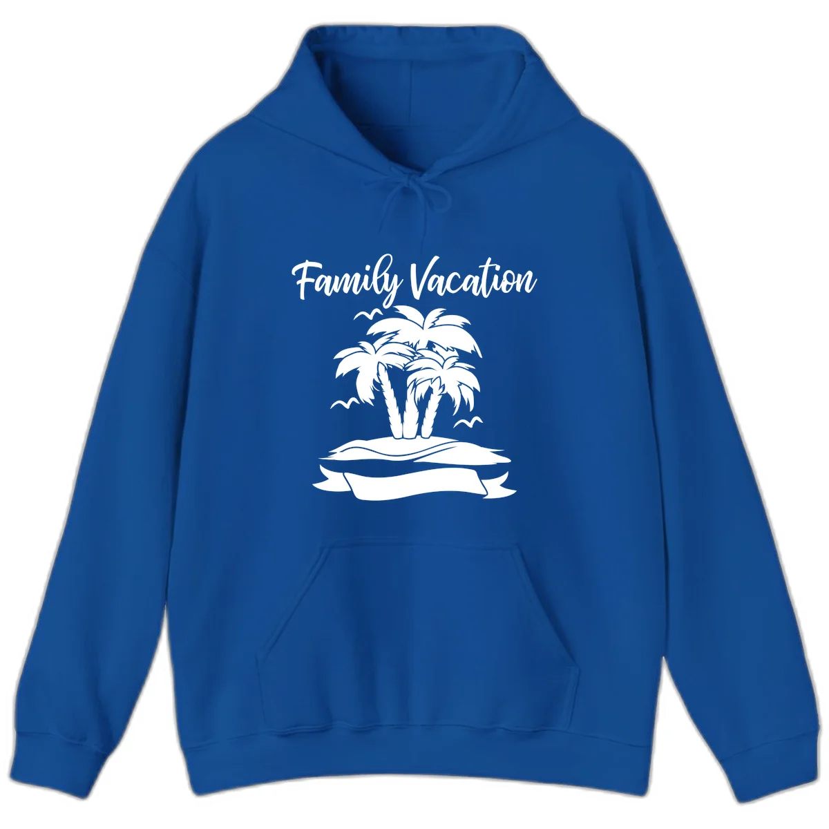 Family Vacation Palm Tree Island Hoodie in Royal