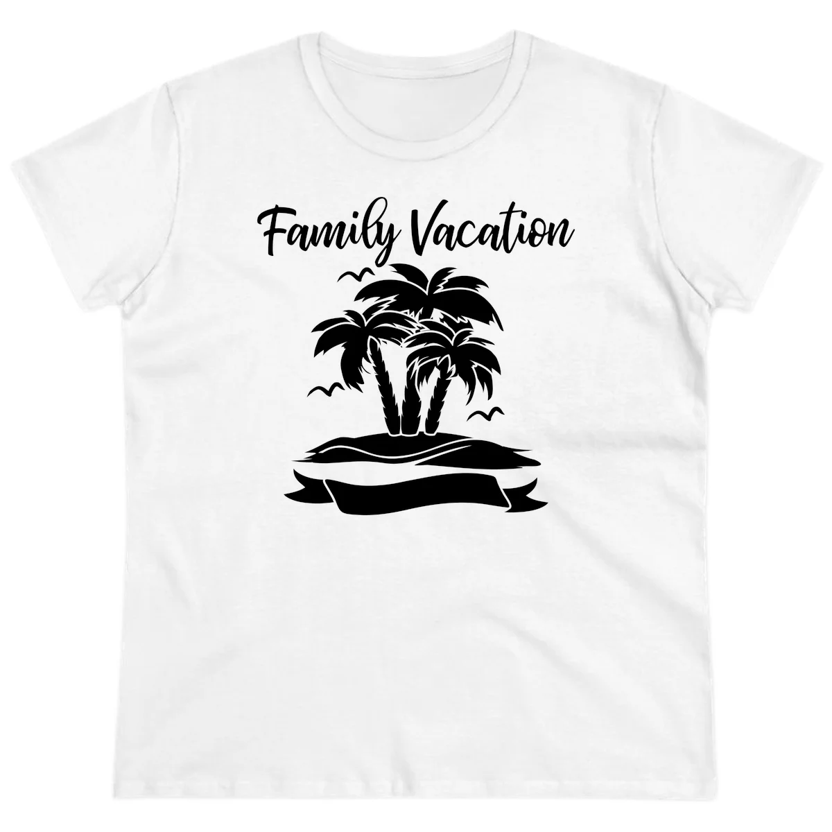 Family Vacation Palm Tree Island Ladies Tee in White