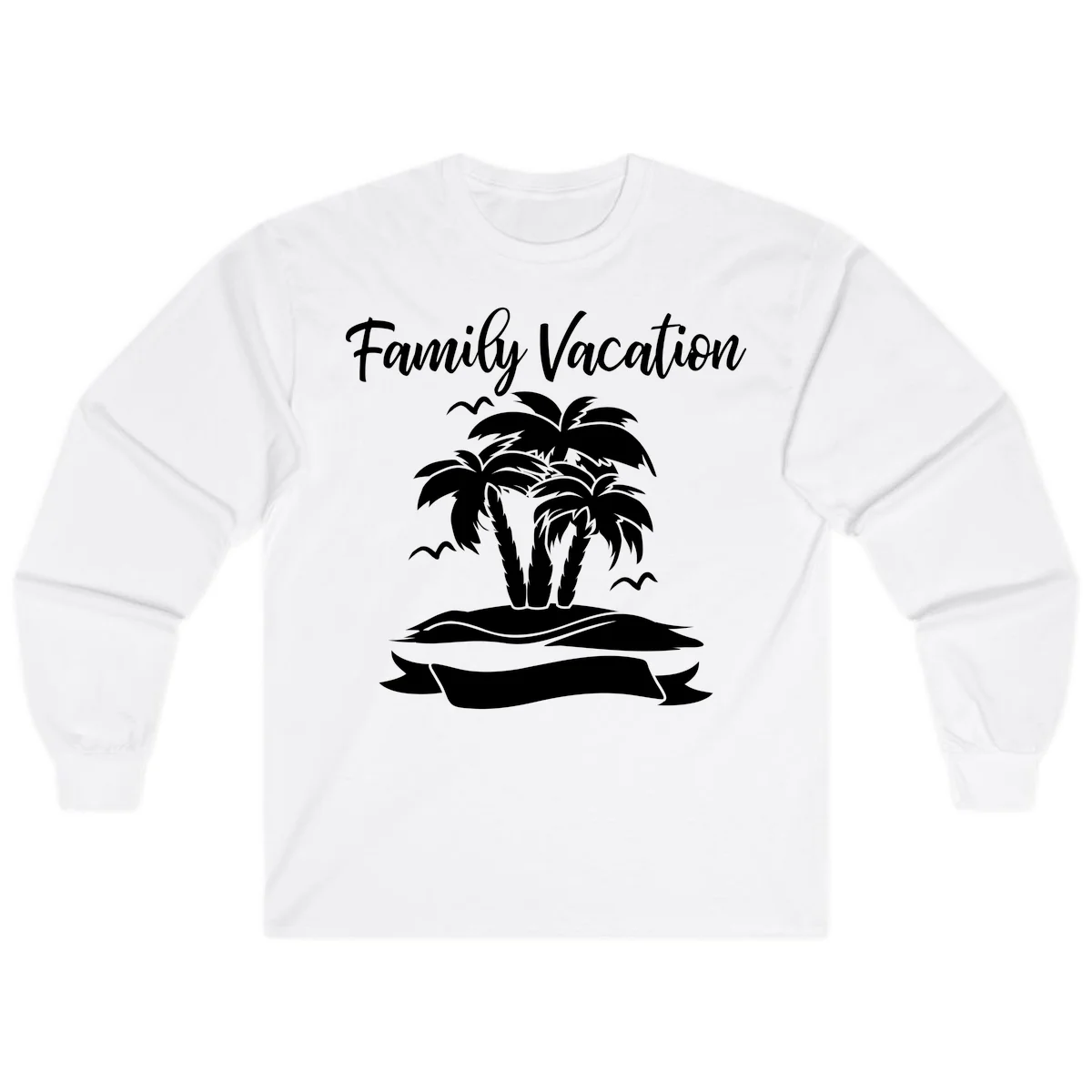 Family Vacation Palm Tree Island Long Sleeve in White