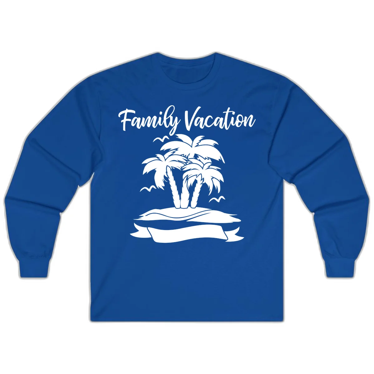 Family Vacation Palm Tree Island Long Sleeve in Royal