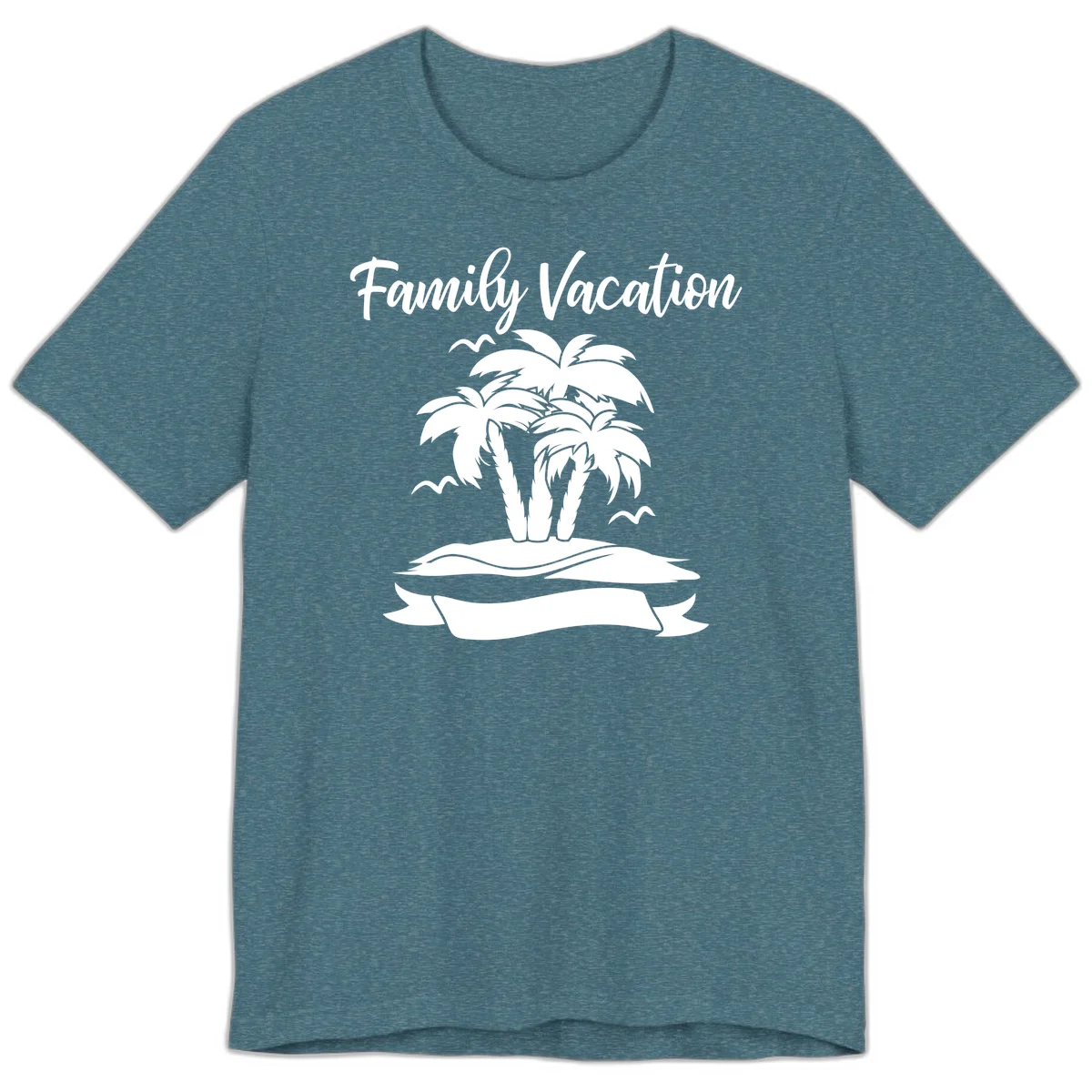 Family Vacation Palm Tree Island Premium T-Shirt in Heather Deep Teal