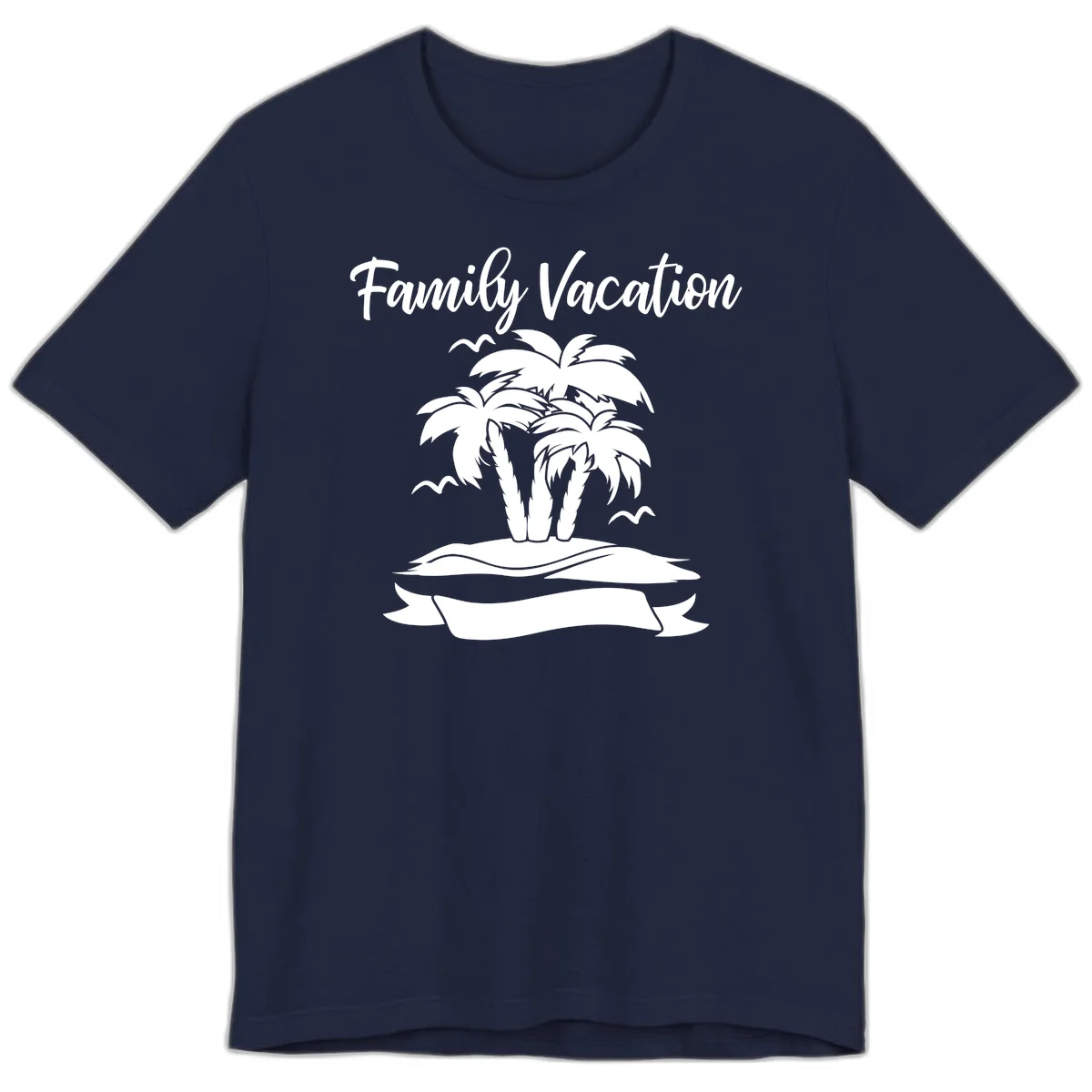 Family Vacation Palm Tree Island Premium T-Shirt in Navy