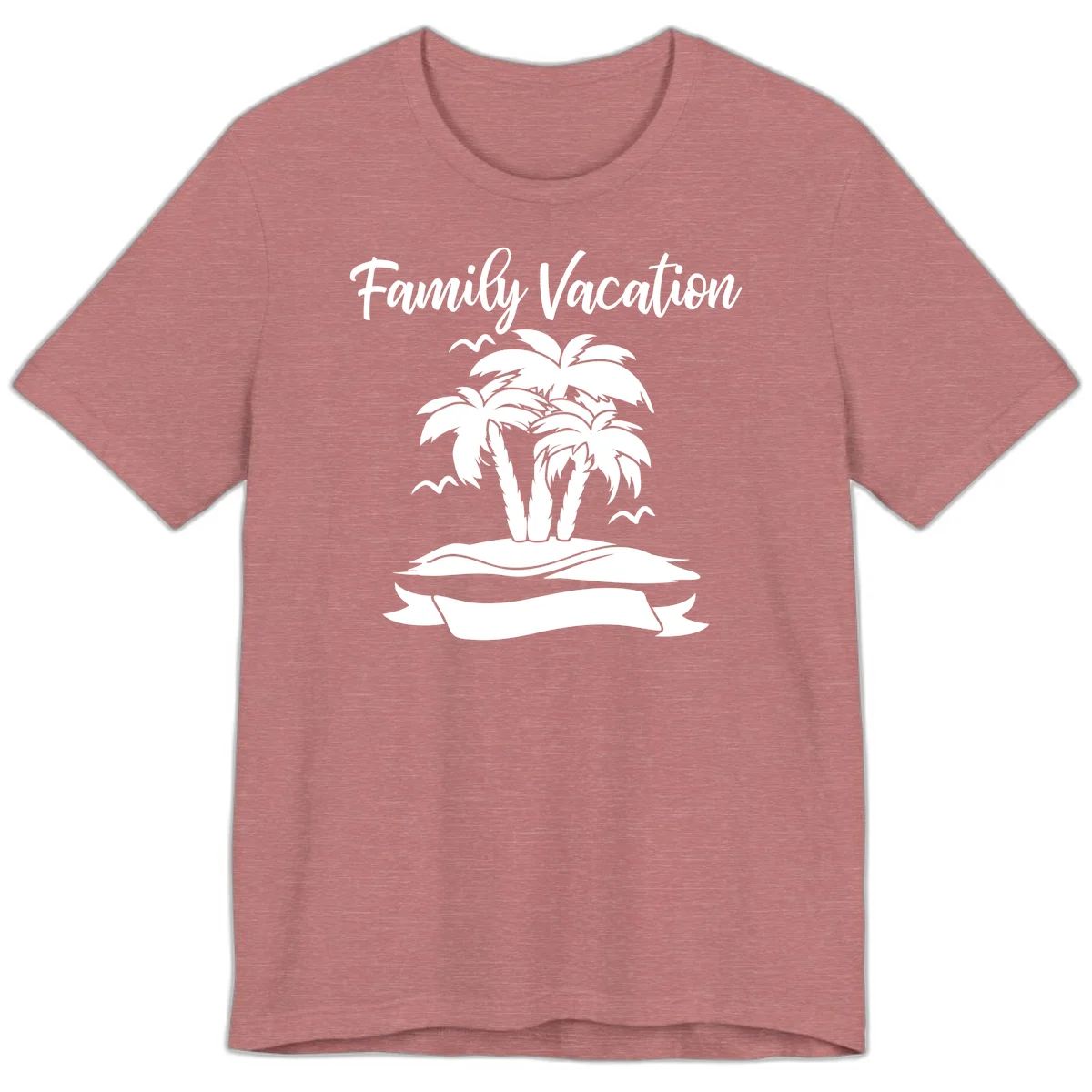 Family Vacation Palm Tree Island Premium T-Shirt in Heather Mauve