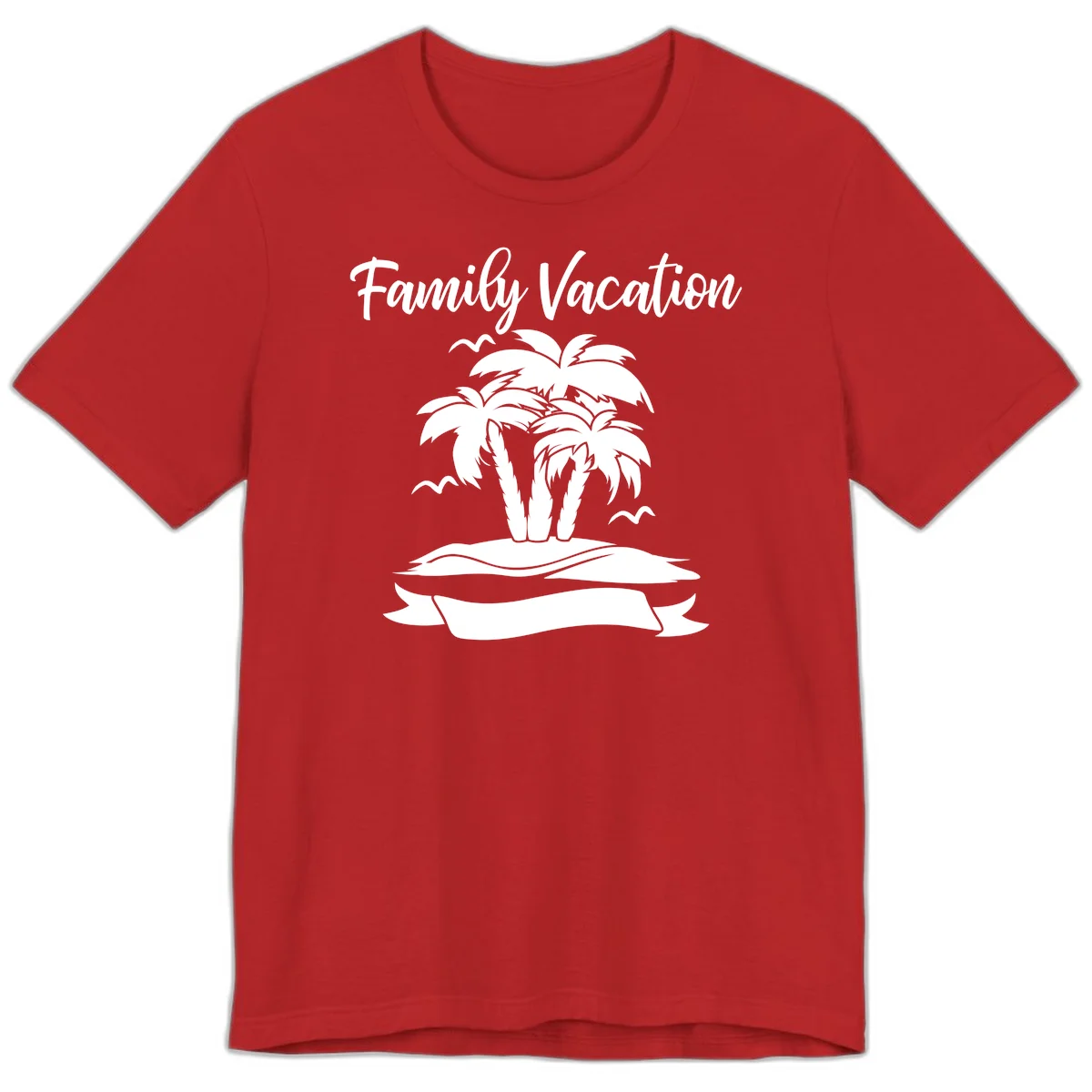 Family Vacation Palm Tree Island Premium T-Shirt in Red