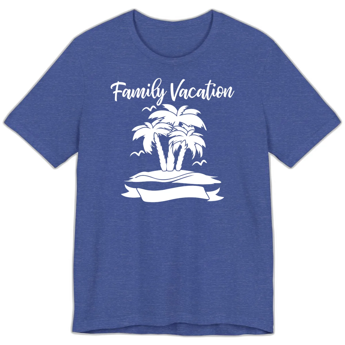 Family Vacation Palm Tree Island Premium T-Shirt in Heather True Royal