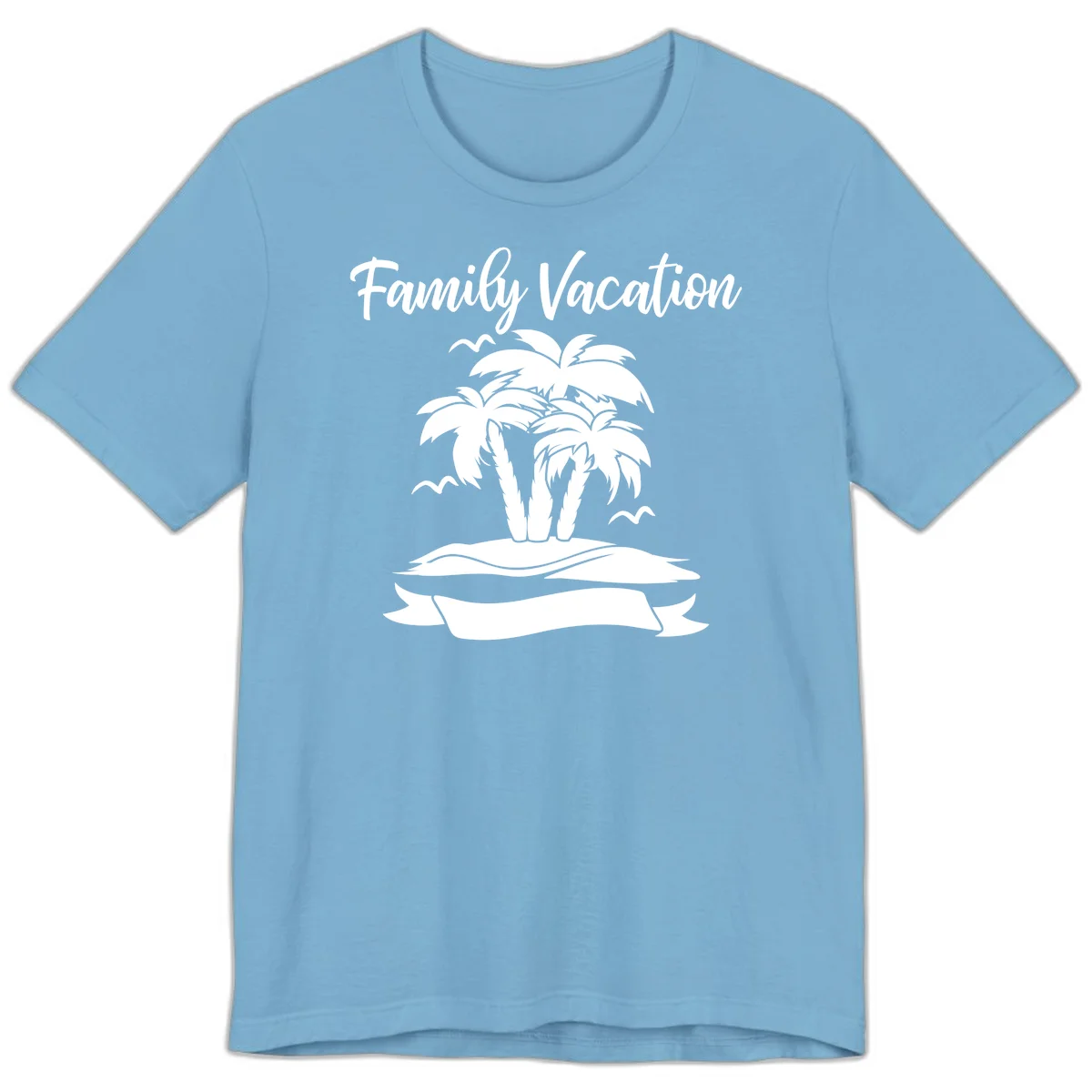 Family Vacation Palm Tree Island Premium T-Shirt in Ocean Blue