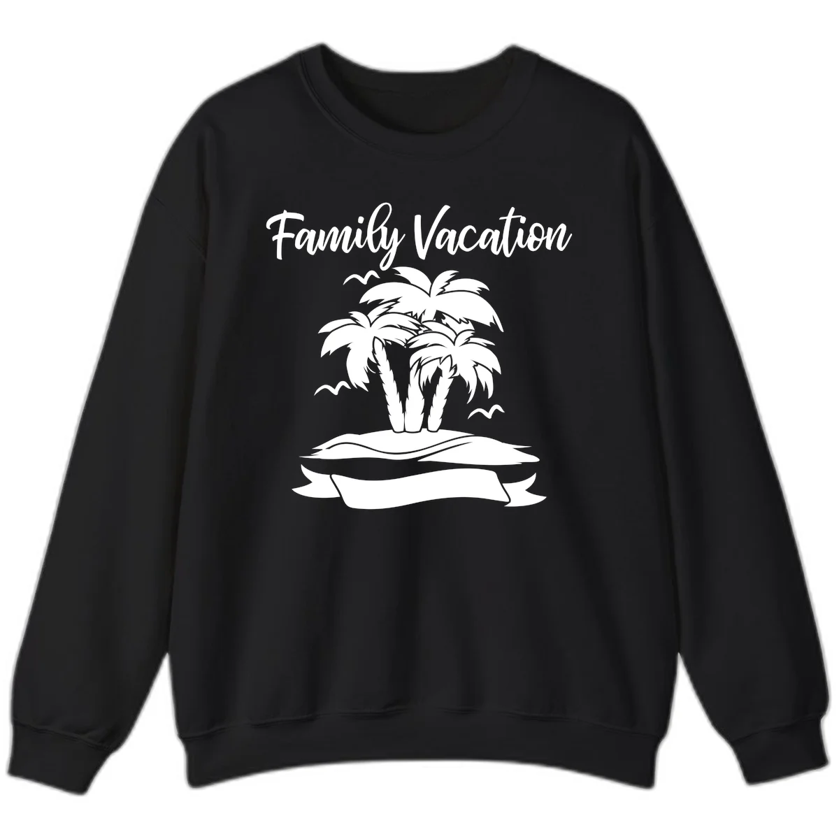 Family Vacation Palm Tree Island Sweatshirt in Black