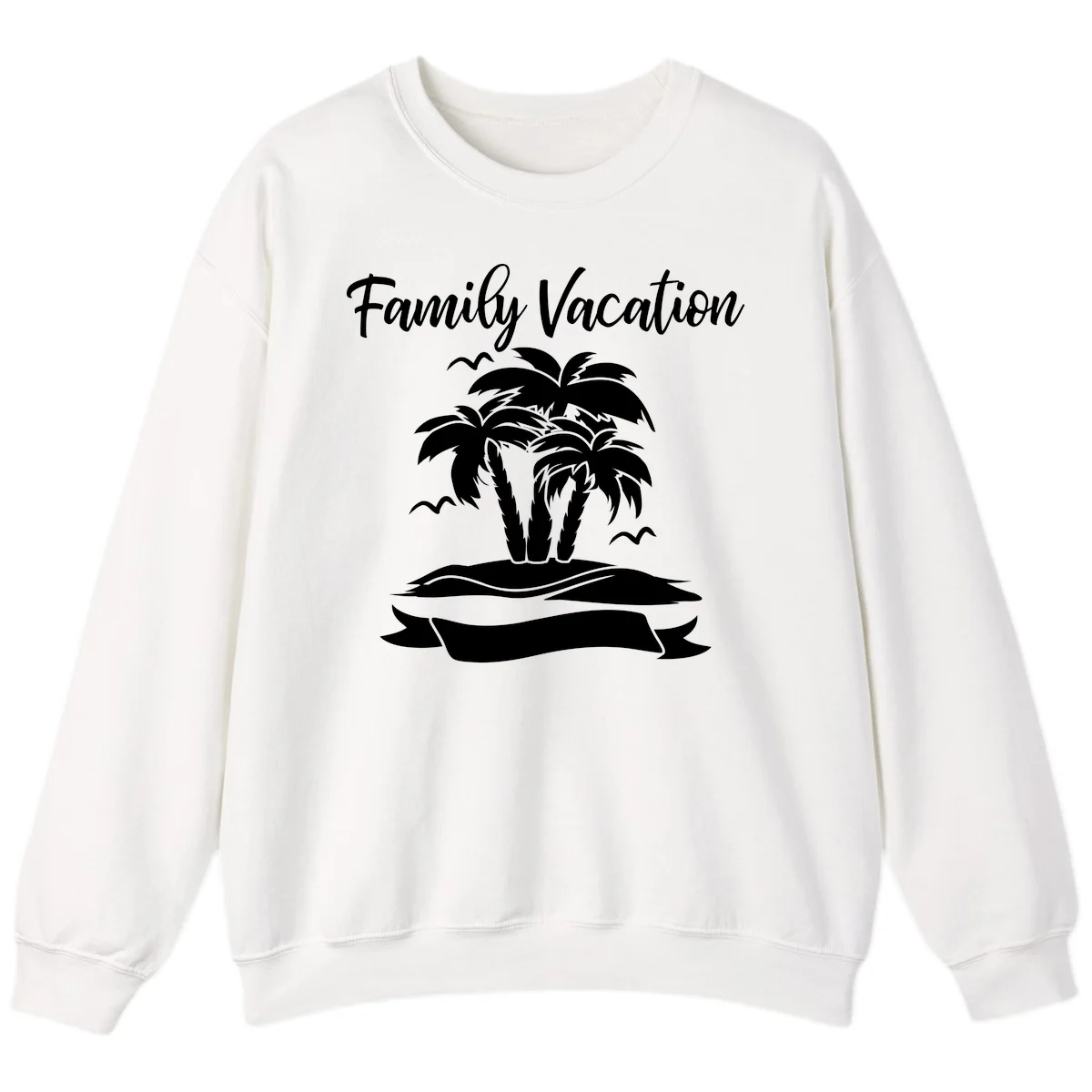 Family Vacation Palm Tree Island Sweatshirt in White