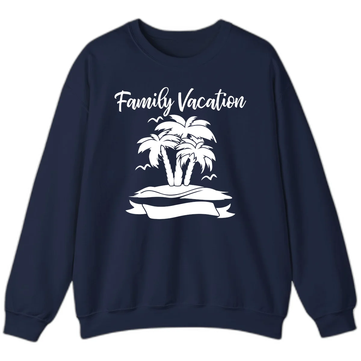 Family Vacation Palm Tree Island Sweatshirt in Navy