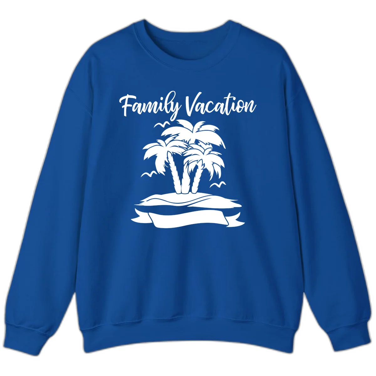 Family Vacation Palm Tree Island Sweatshirt in Royal