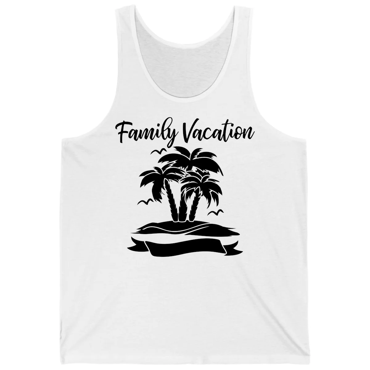 Family Vacation Palm Tree Island Tank in White