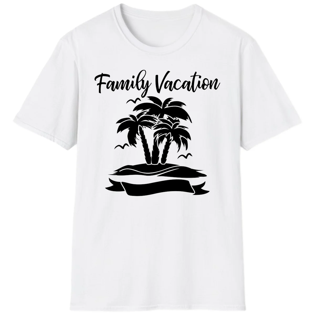 Family Vacation Palm Tree Island T-Shirt in White