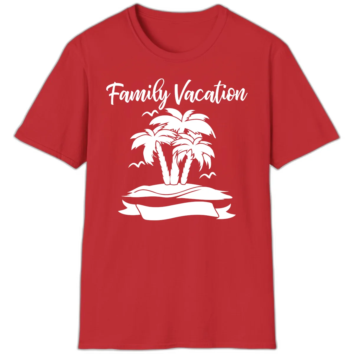 Family Vacation Palm Tree Island T-Shirt in Red