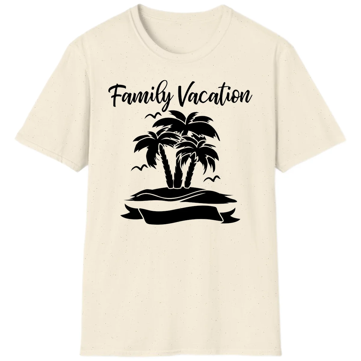 Family Vacation Palm Tree Island T-Shirt in Natural