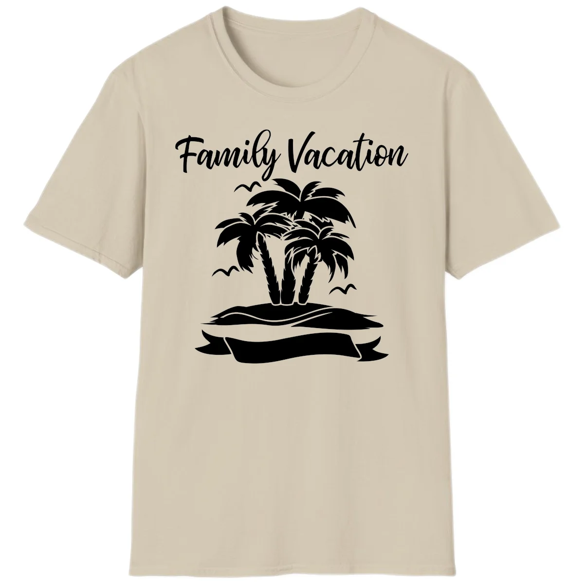Family Vacation Palm Tree Island T-Shirt in Sand