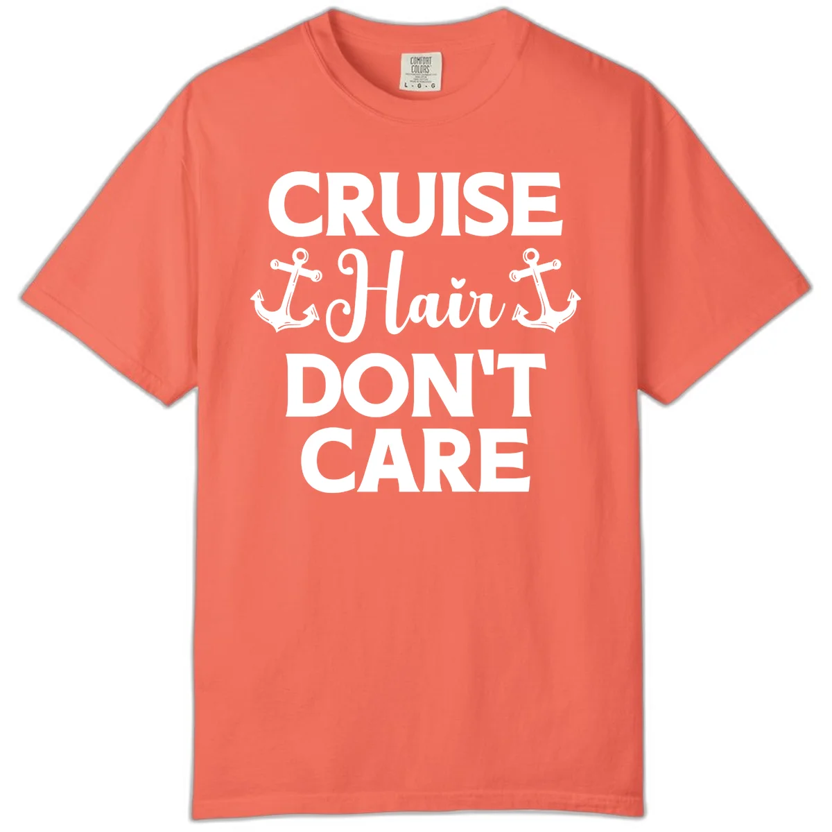 Cruise Hair Don't Care Comfort Color Tee in Bright Salmon