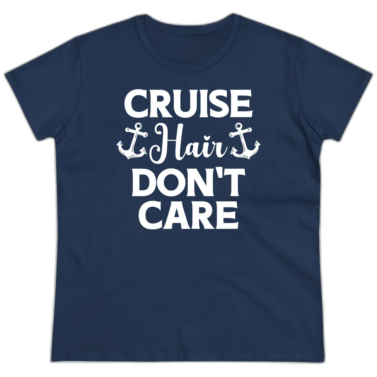 Cruise Hair Don't Care Ladies Tee in Navy