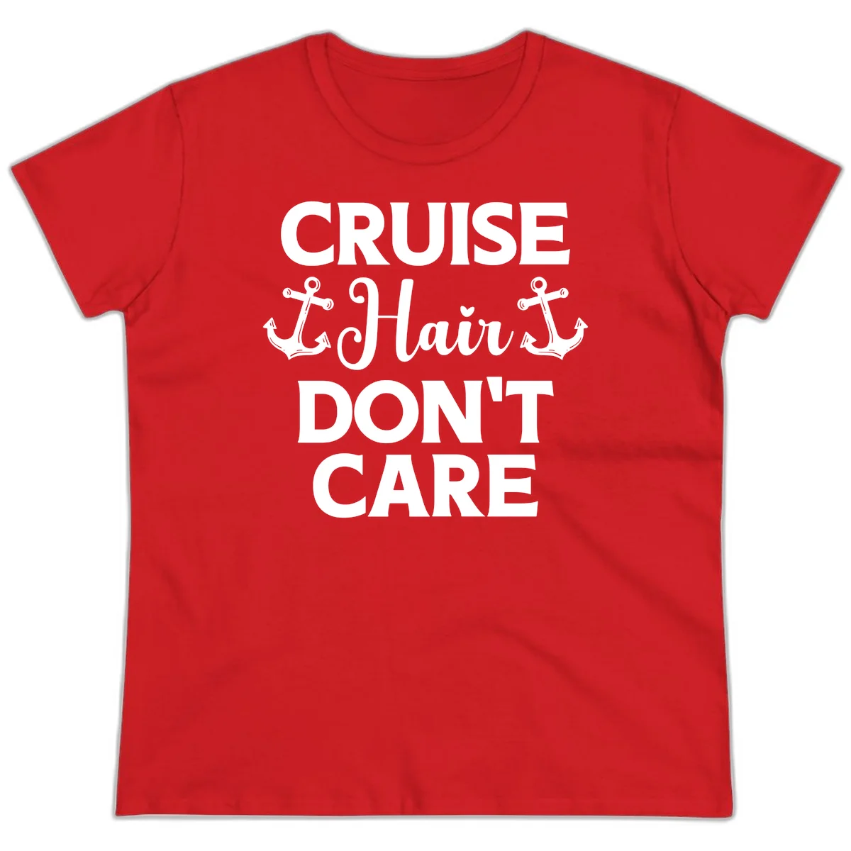 Cruise Hair Don't Care Ladies Tee in Red