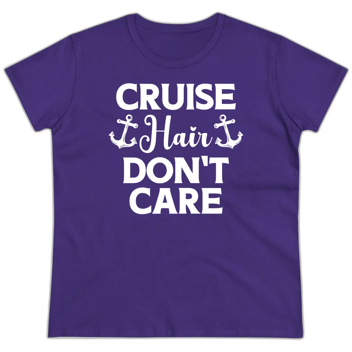 Cruise Hair Don't Care Ladies Tee in Purple