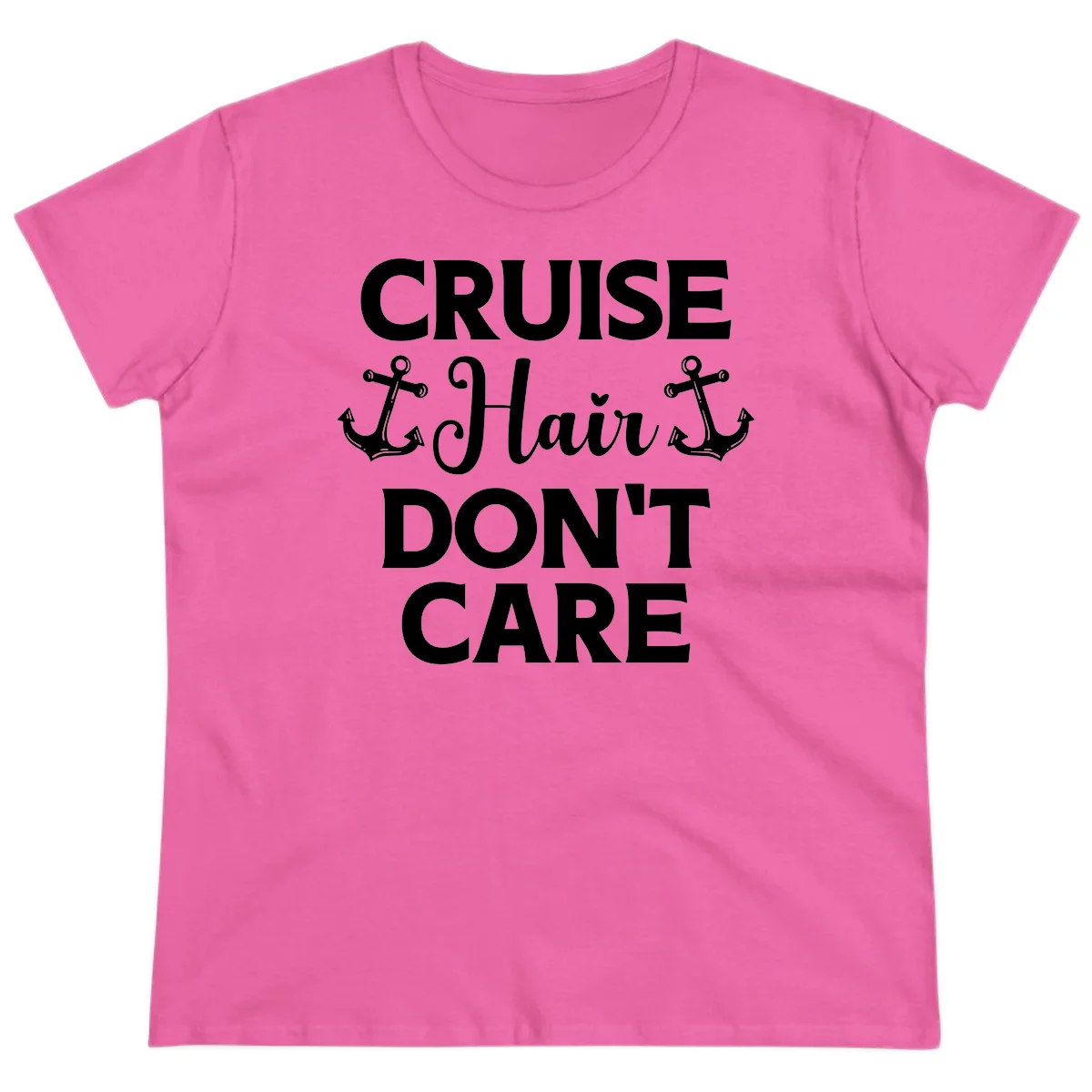 Cruise Hair Don't Care Ladies Tee in Azalea
