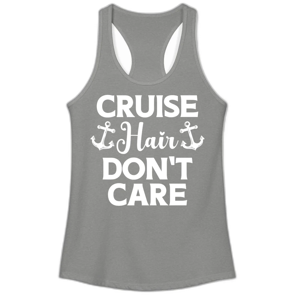 Cruise Hair Don't Care Ladies Tank in Heather Grey