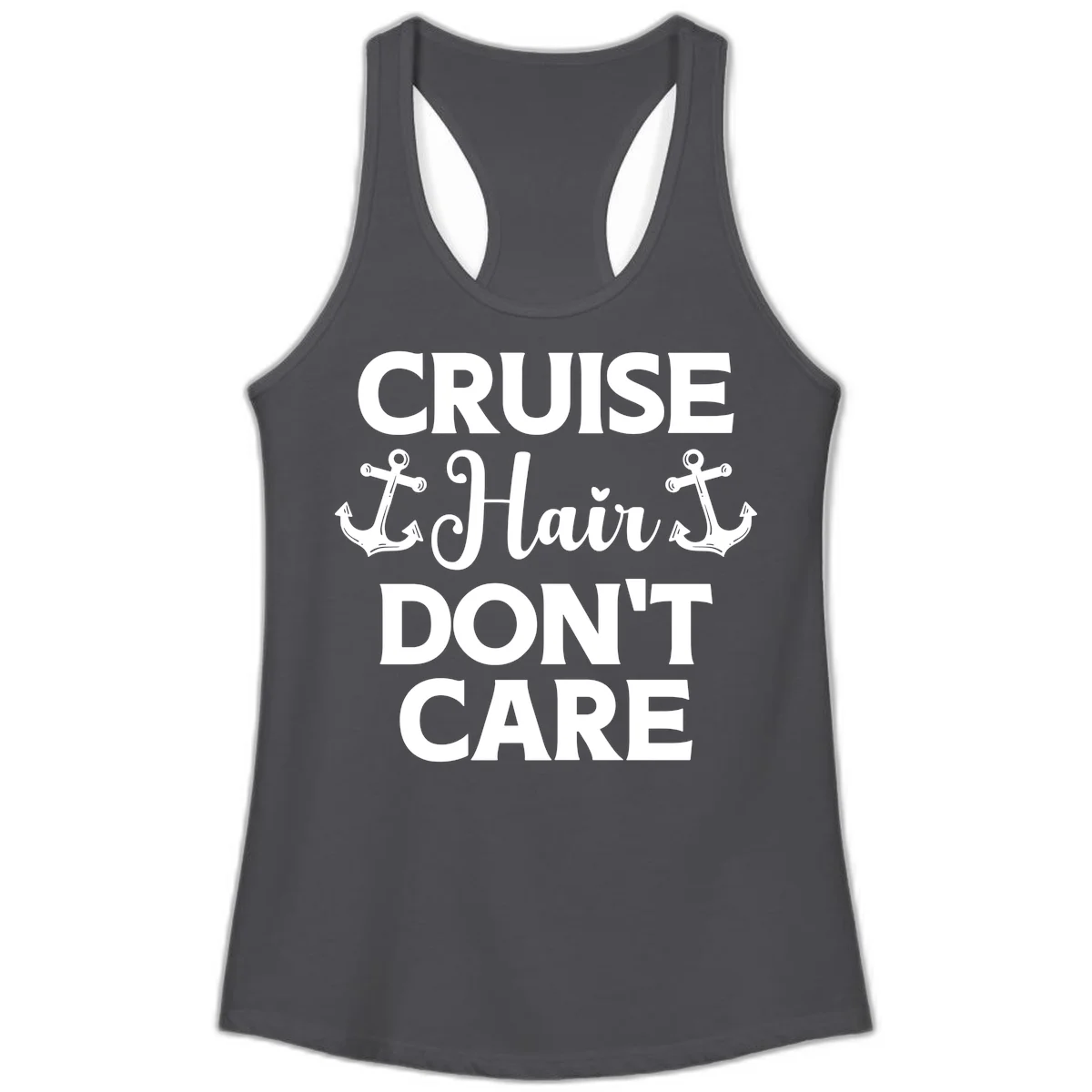 Cruise Hair Don't Care Ladies Tank in Solid Dark Gray