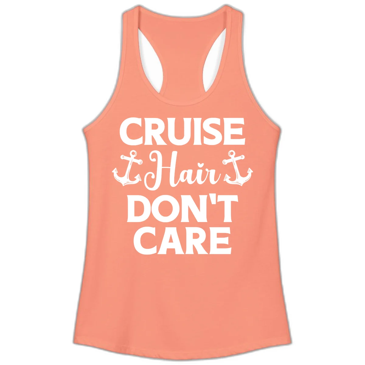 Cruise Hair Don't Care Ladies Tank in Solid Light Orange