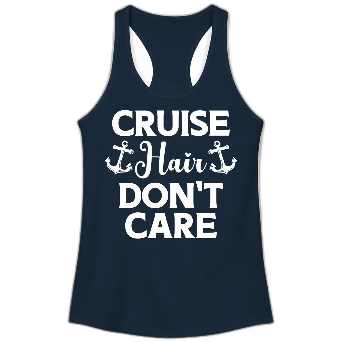 Cruise Hair Don't Care Ladies Tank in Solid Midnight Navy