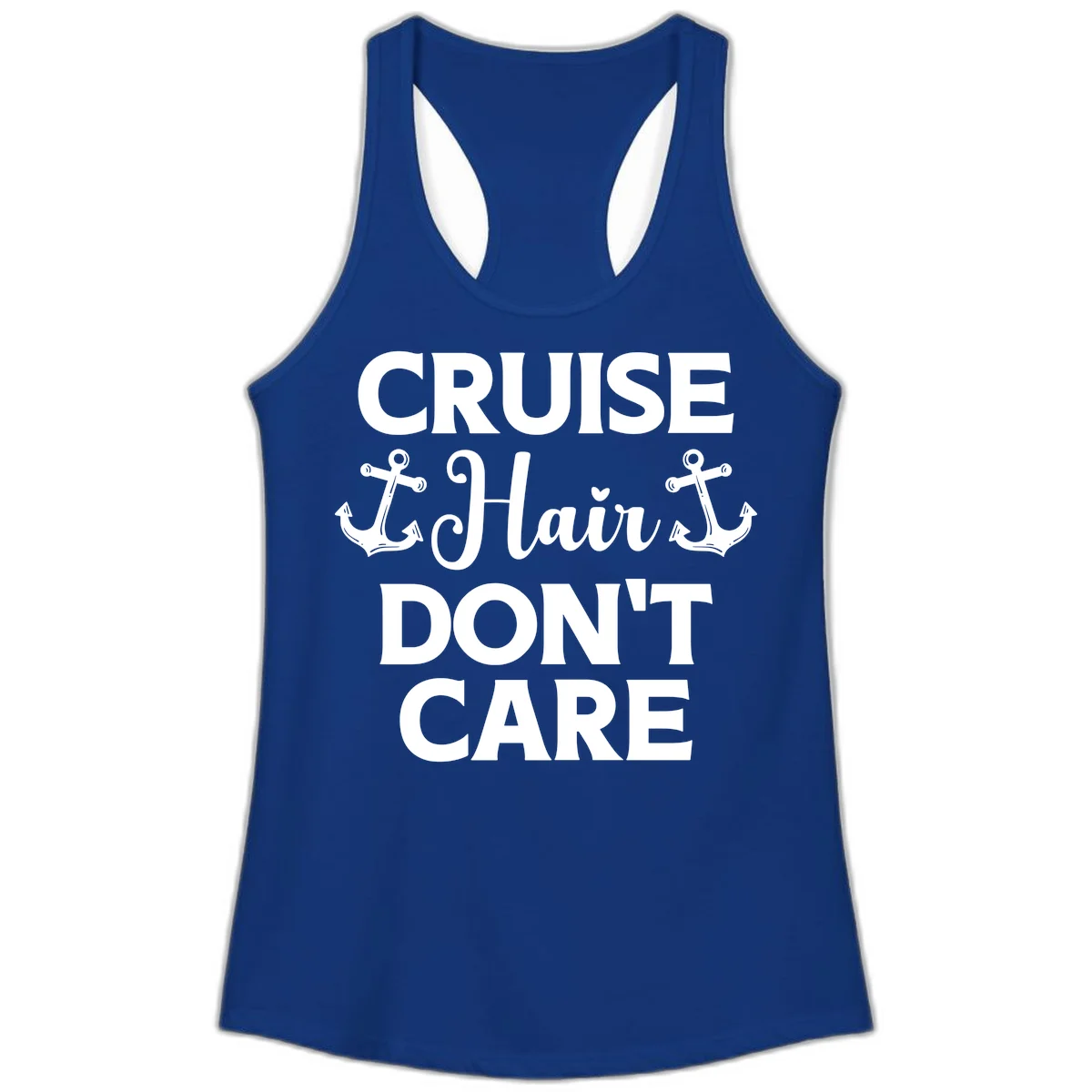 Cruise Hair Don't Care Ladies Tank in Solid Royal