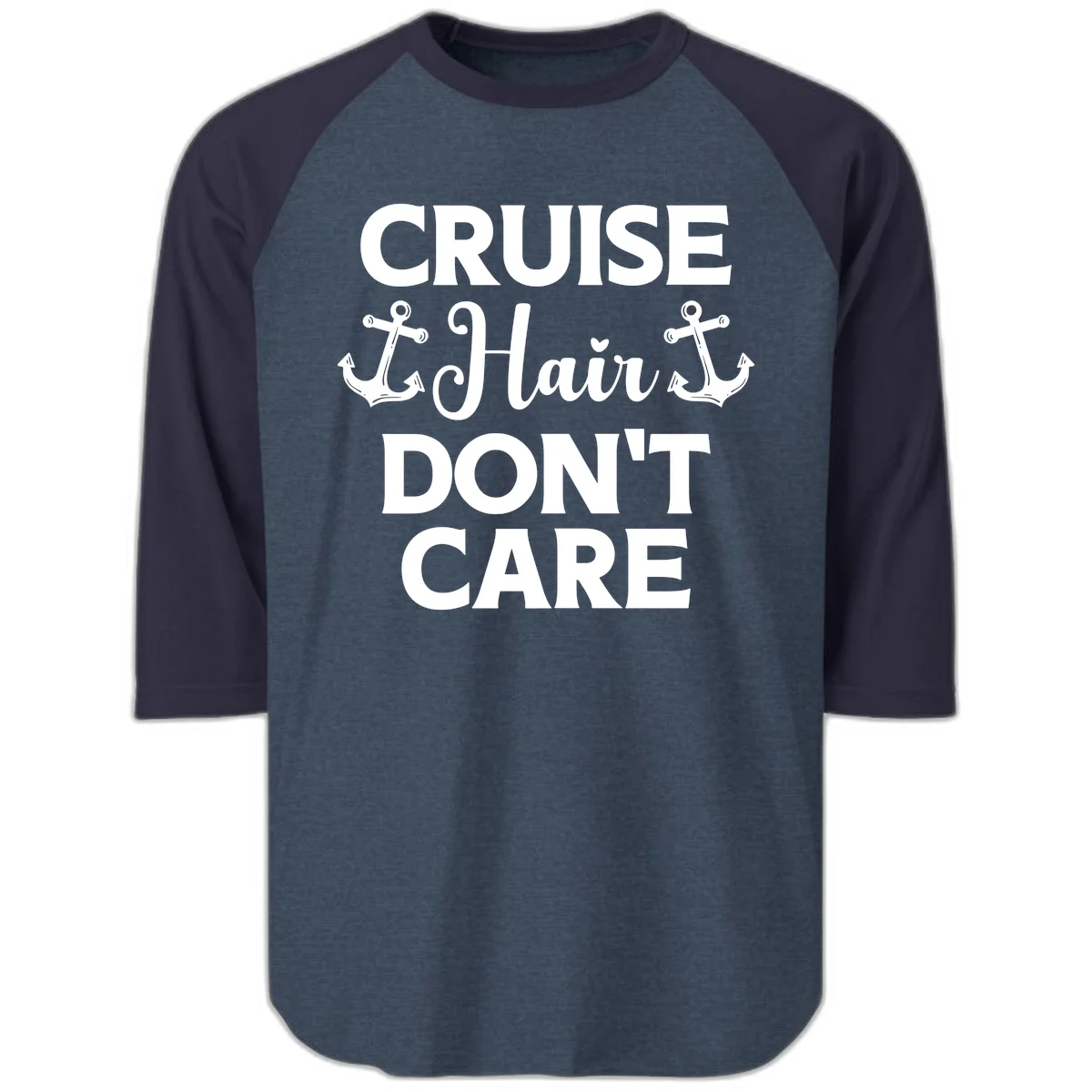 Cruise Hair Don't Care Raglan 3/4 in Heather Denim Navy