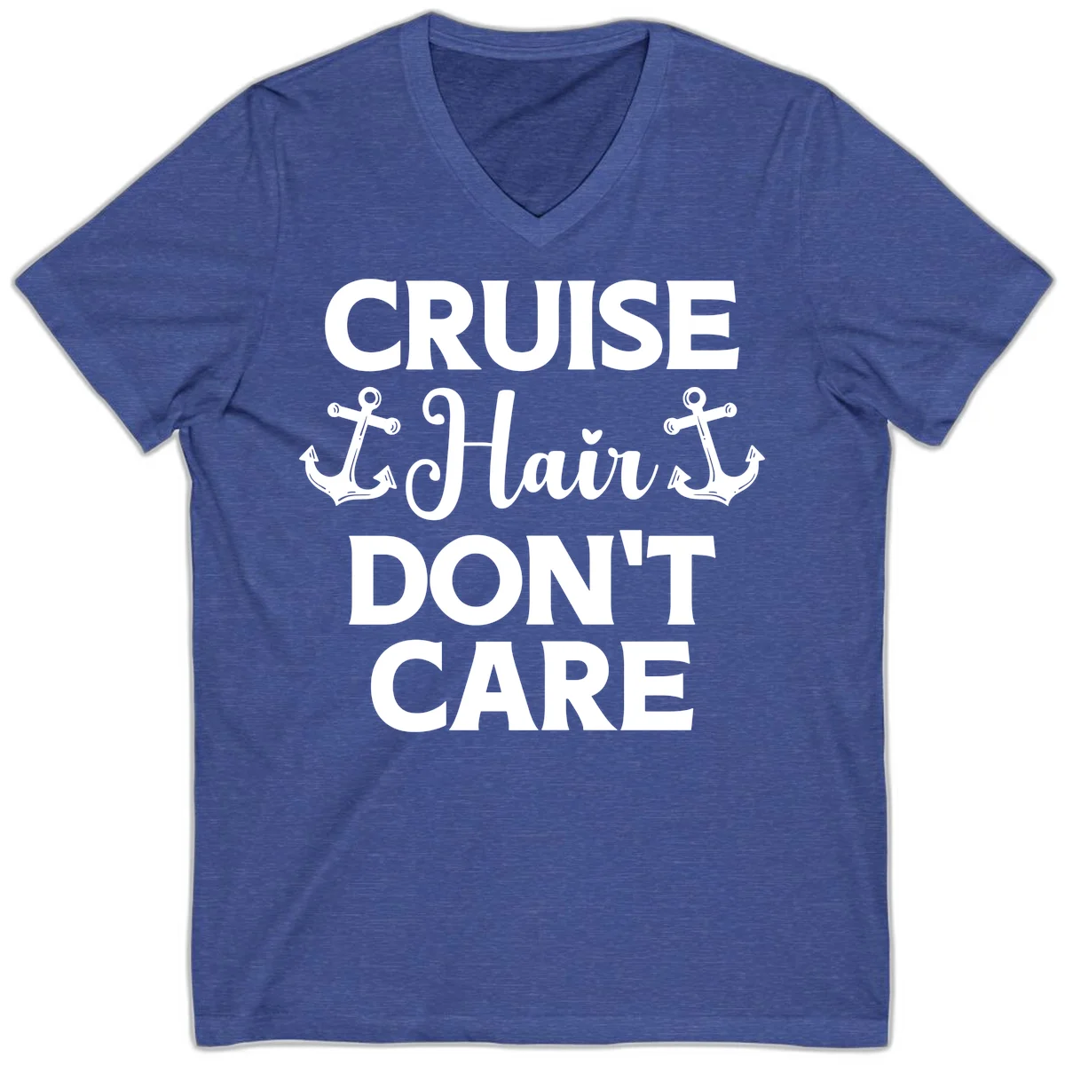 Cruise Hair Don't Care V-Neck in Heather True Royal