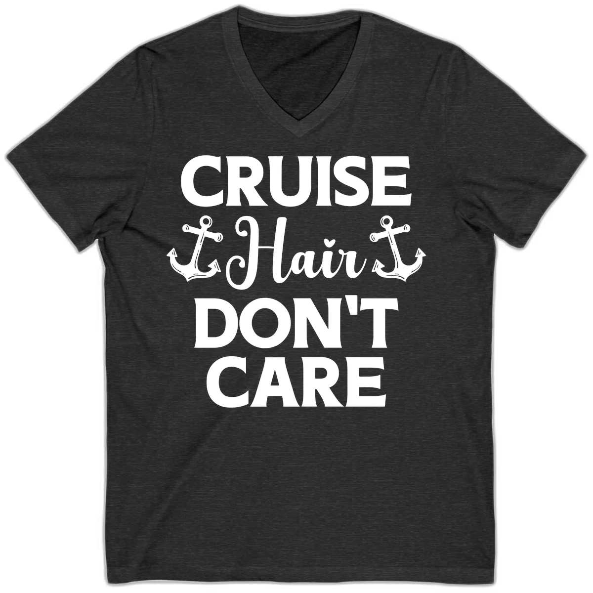 Cruise Hair Don't Care V-Neck in Dark Grey Heather