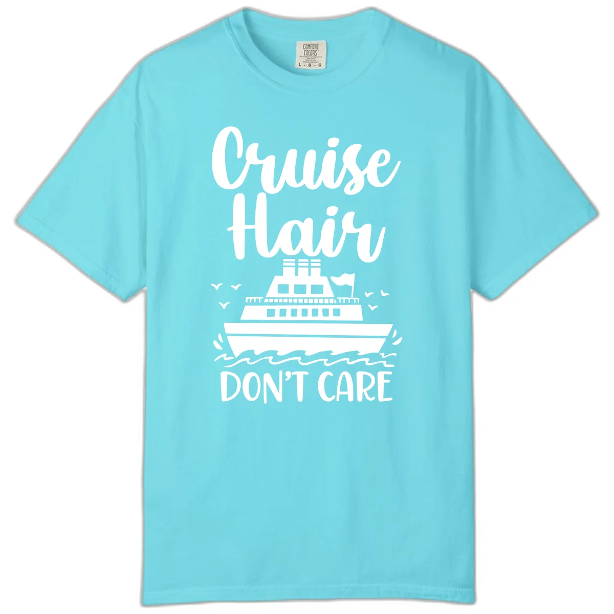 Cruise Hair Don't Care Comfort Color Tee in Lagoon Blue