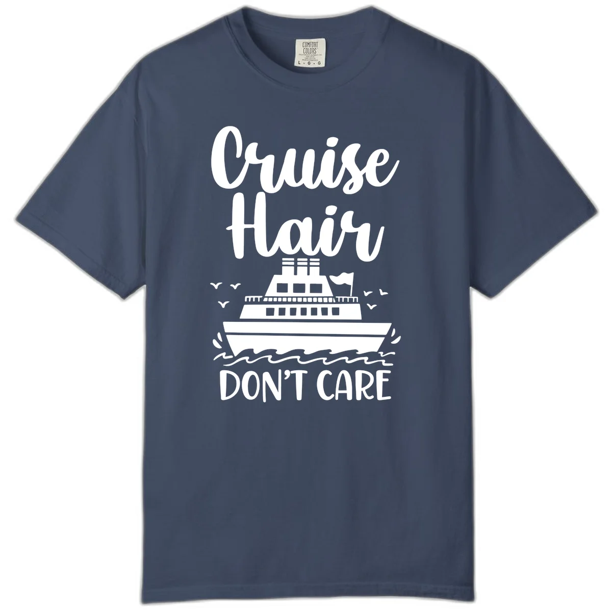 Cruise Hair Don't Care Comfort Color Tee in Midnight